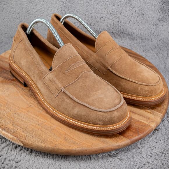 Express Dress Shoes Men's 11 Brown Leather Suede Penny Loafer Slip-On - Picture 1 of 8